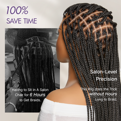 OwnScalp Salon Braids Super Natural Scalp Lace Knotless Box Braided Wig Flexi-Fit Invisi Drawstring Cap