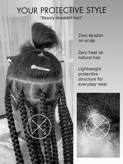 OwnScalp Salon Braids Super Natural Scalp Lace Knotless Box Braided Wig Flexi-Fit Invisi Drawstring Cap