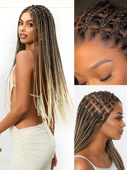 OwnScalp Salon Braids Super Natural Scalp Lace Knotless Box Braided Wig Flexi-Fit Invisi Drawstring Cap